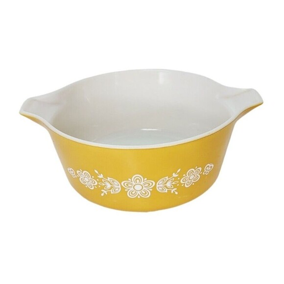 Vintage 70s Pyrex 475B Butterfly Gold 2 1/2 Quart Casserole Dish Bowl Server - Picture 3 of 10